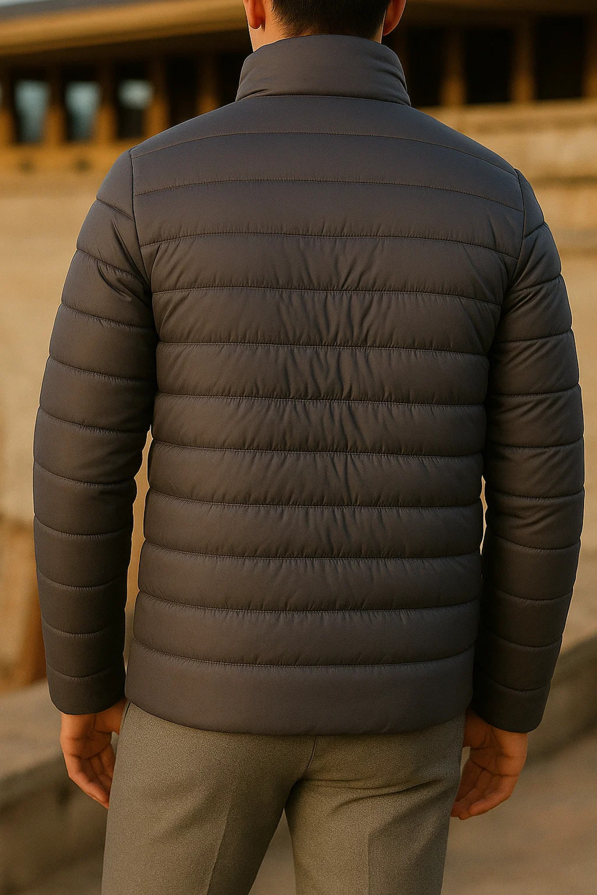 Erkek Kışlık Comfort Trend Günlük Füme Şişme Mont — خاکستری Ayna-6-E0205-28 — تصویر 5 از 6