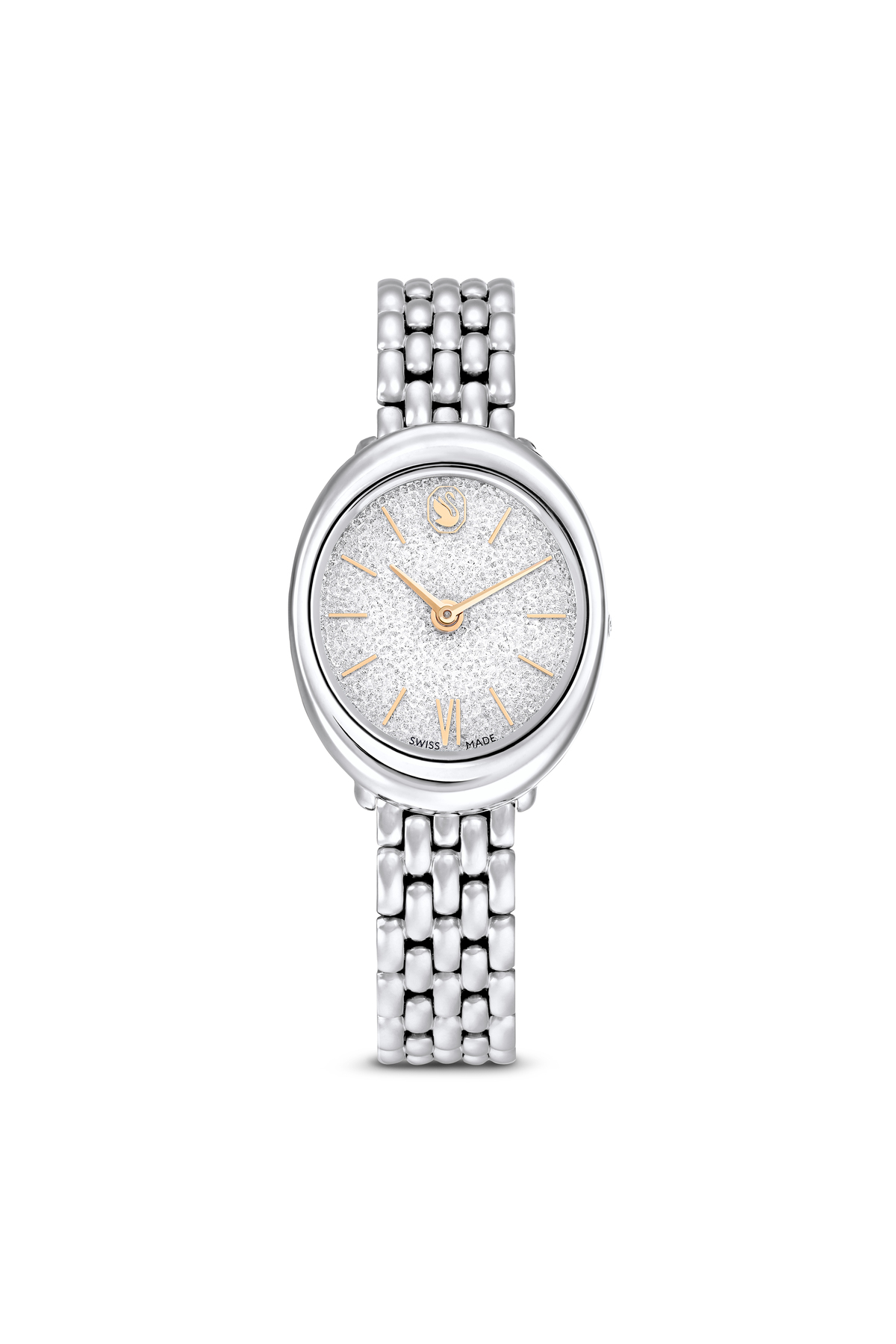 Swarovski Imber oval Saat, İsviçre Üretimi, Metal bileklik, Gümüş Rengi, Paslanmaz çelik