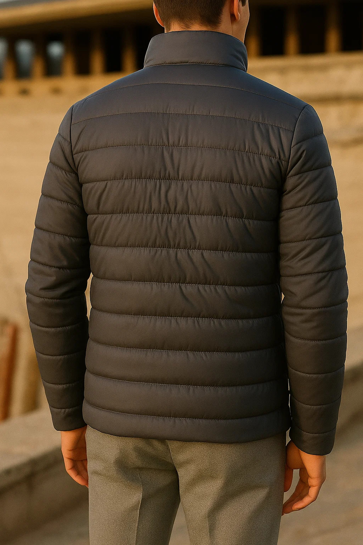 Erkek Kışlık Comfort Trend Günlük Füme Şişme Mont — خاکستری Ayna-6-E0205-28 — تصویر 6 از 6