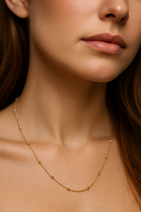 XUPING JEWELRY BİLGE TAKI Küçük Top Detaylı İnce Zincir Çelik Kolye 44 cm