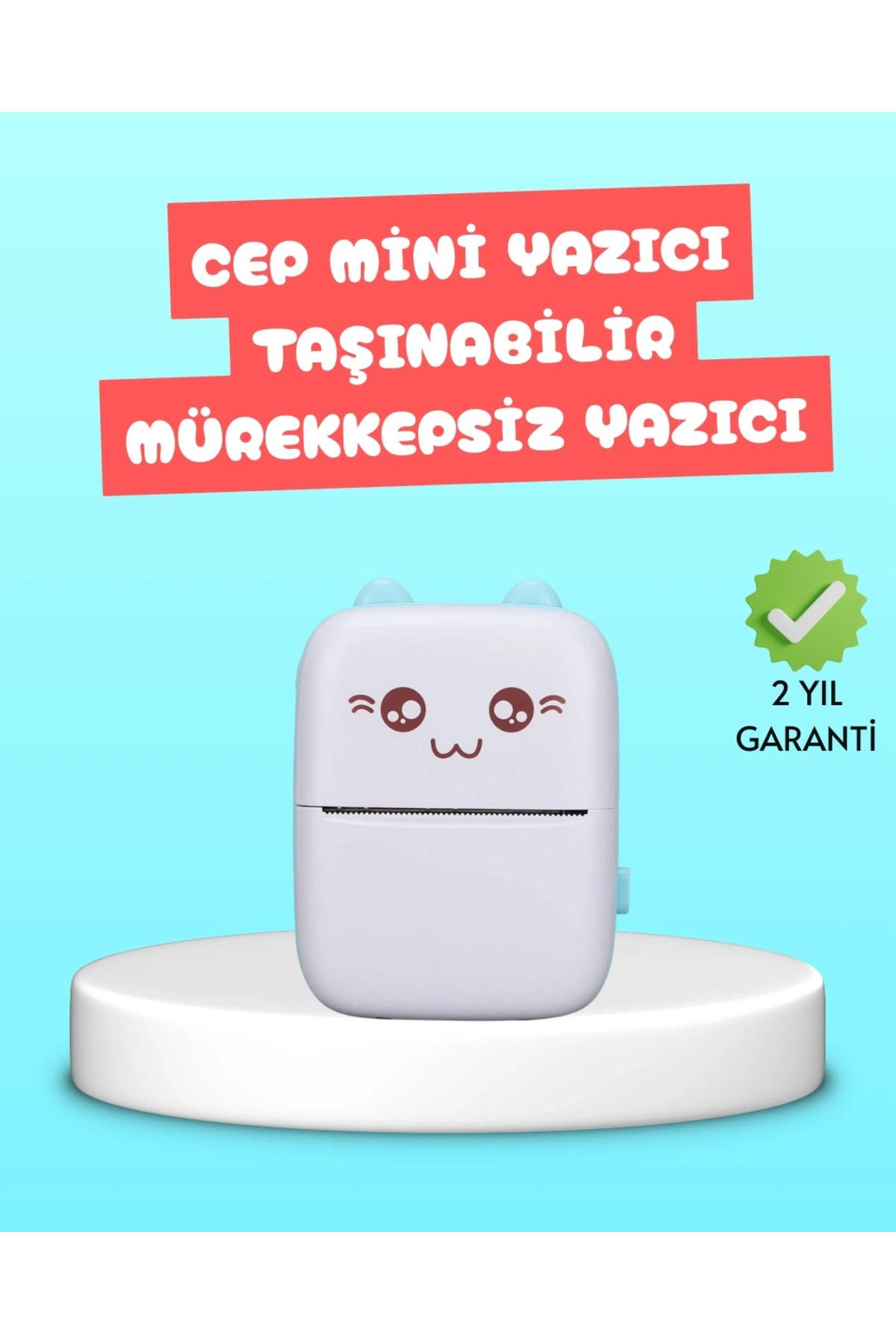 shopwave Mini Termal Yazıcı Kablosuz Taşınabilir Bluetooth Bağlantılı 200 DPI