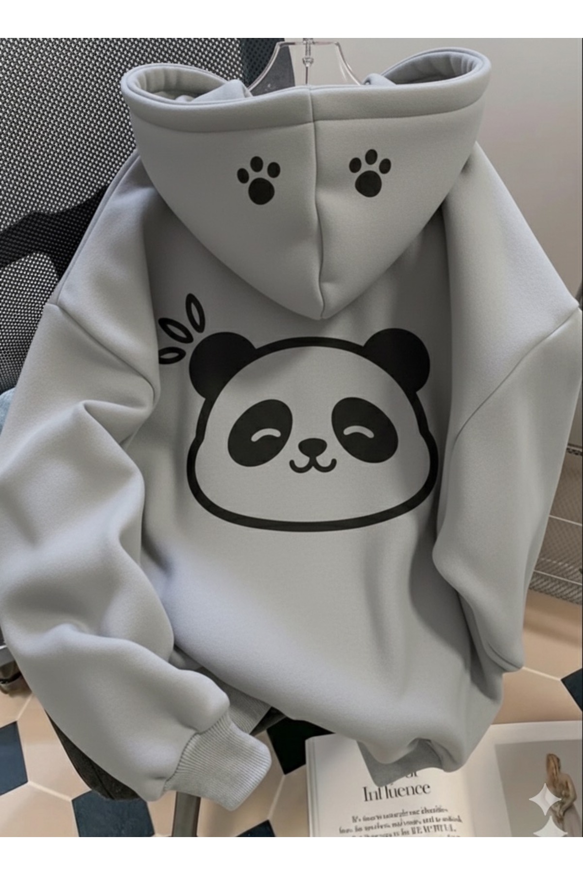 NİCE Kadın/Unisex Funny Panda ve Sevimli Pati Baskılı Hoodie