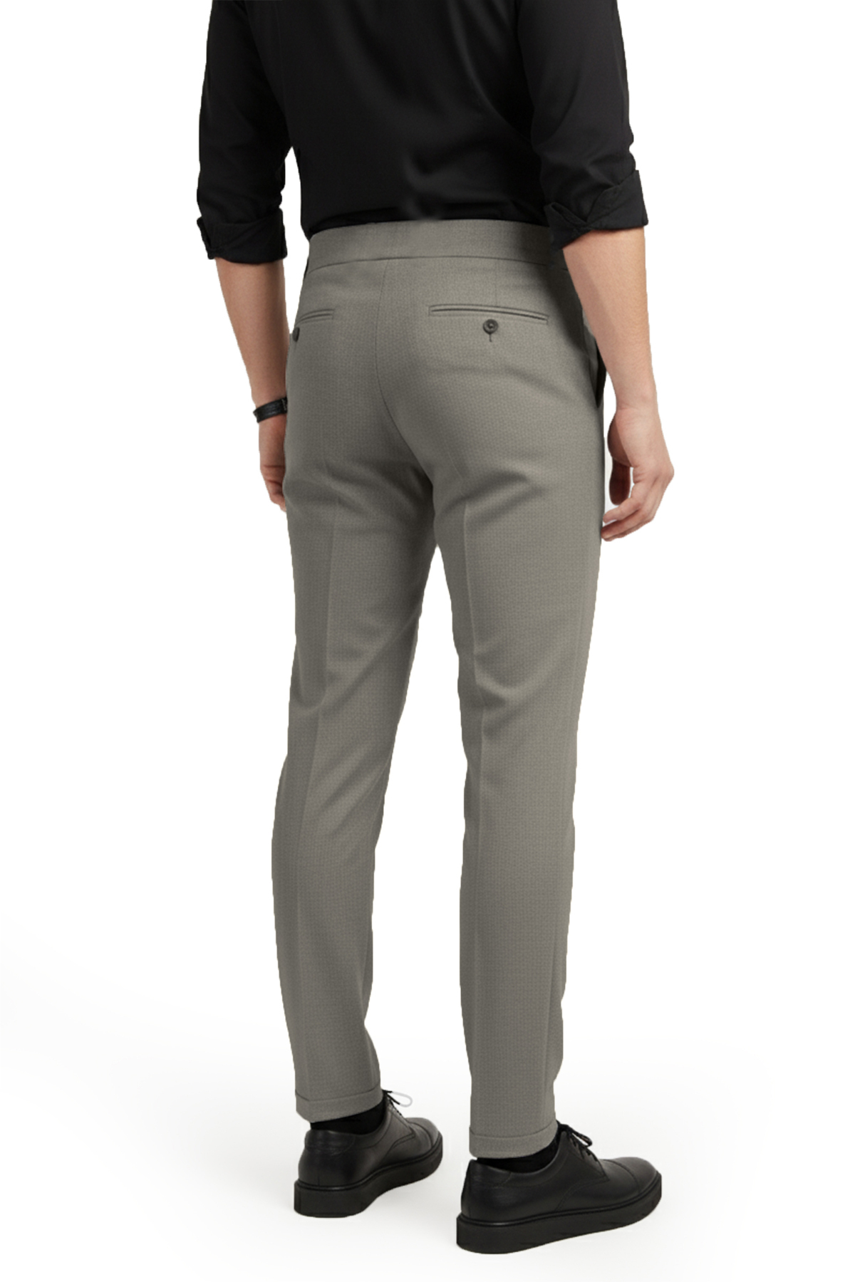 DeepSea  Erkek Haki Likralı İtalyan Kesim Pileli Kemer Tokalı Şık Kumaş Pantolon 2601020 - Görsel 5