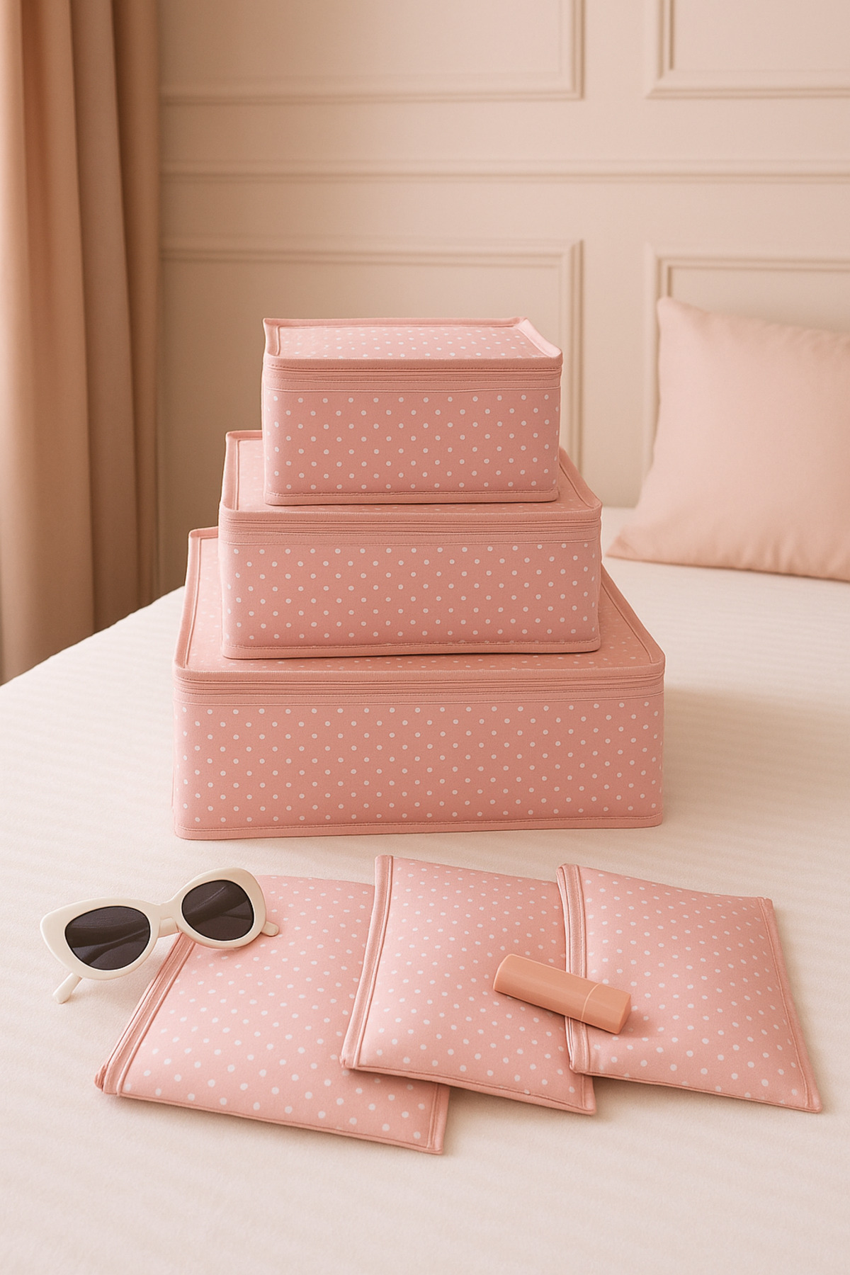 Serstil 6 Parça Bebek Bakım Çanta Seti Filesiz – Pembe Puantiyeli Organizer fotoğrafı 2 (önizleme)