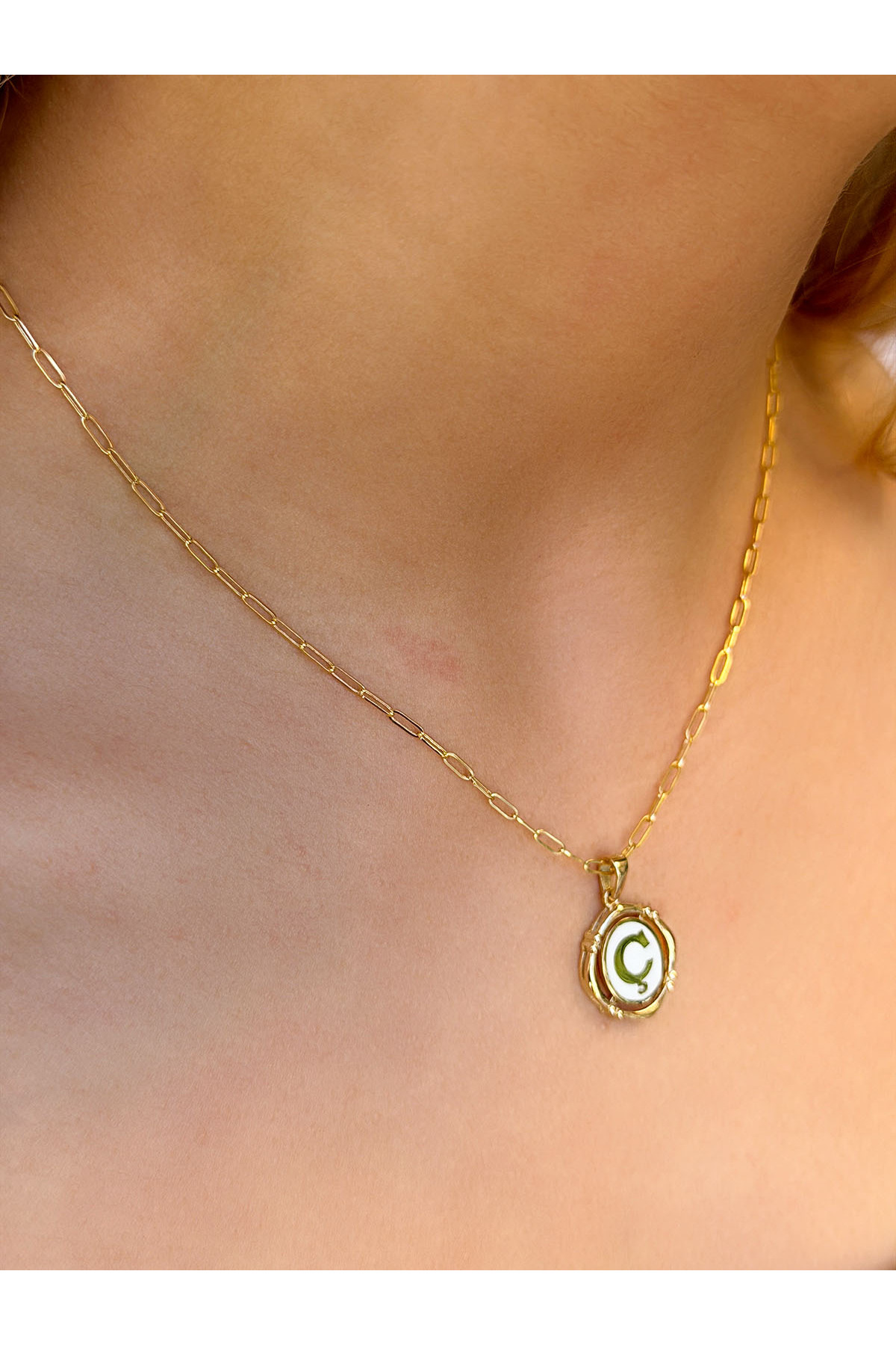 UZUNDAĞ KUYUMCULUK 14 Ayar Retro Ç Harfi Kolye