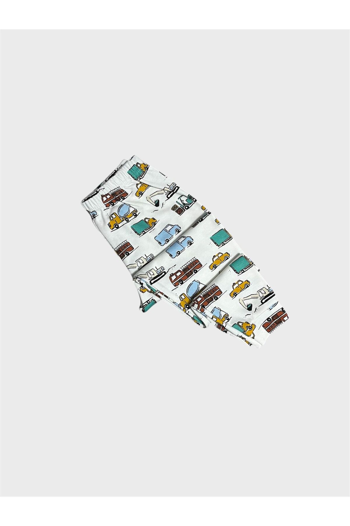 Genel Markalar Erkek Çocuk %100 Pamuklu Beyaz İş Makinesi Araba Kamyon Desenli Uzun Kollu Pijama Takımı fotoğrafı 5 (önizleme)