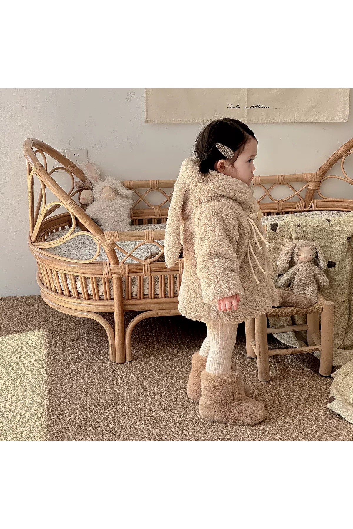 melisam.msg Bebek Kışlık Sevimli Tavşan Kulaklı Peluş Mont fotoğrafı 4 (önizleme)