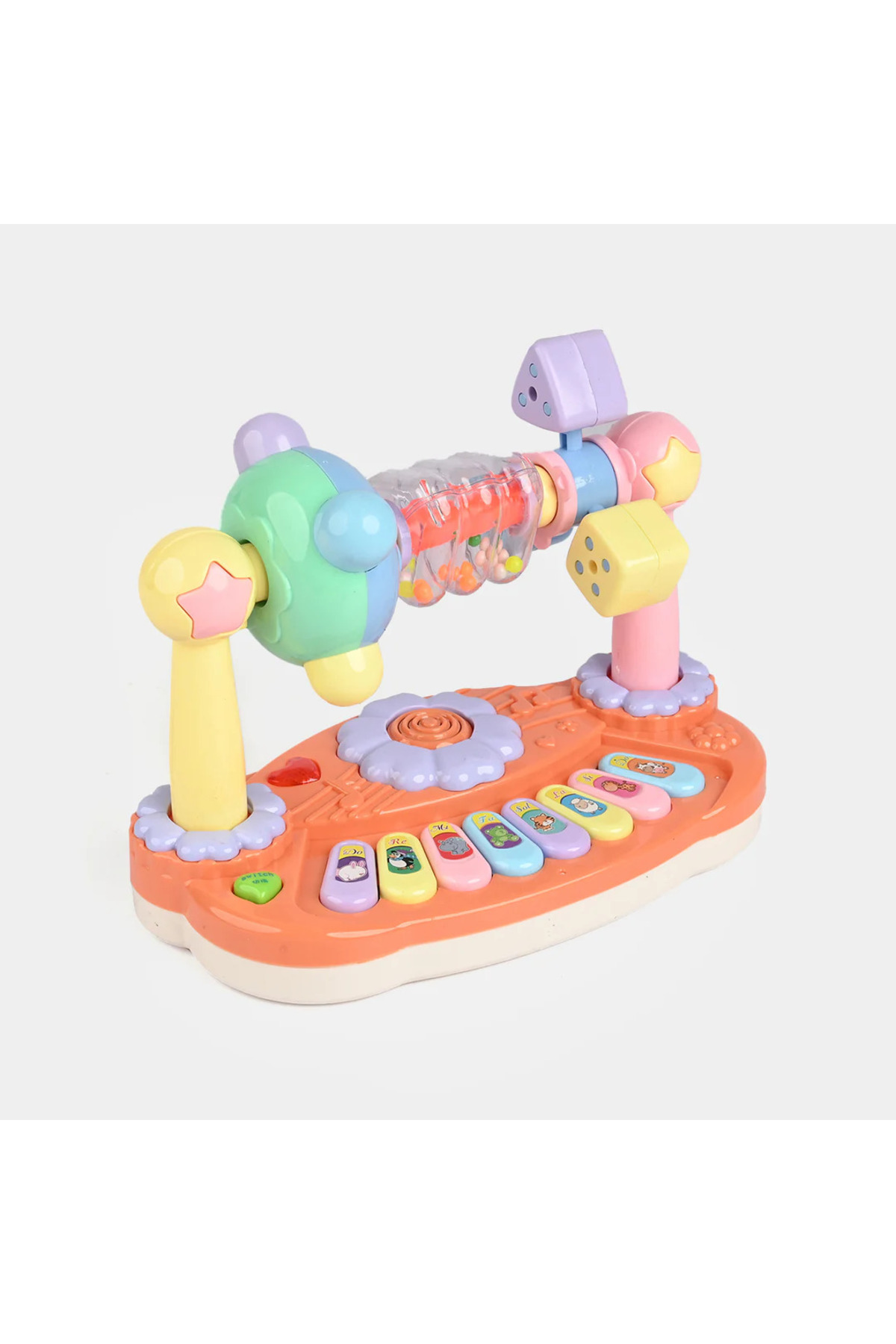 LRS STORE Işıklı Müzikli Bebek Piyanosu Eğitici Oyuncak, Sesli Döner Geometri Mekanizması Çocuk Motor Gelişimi