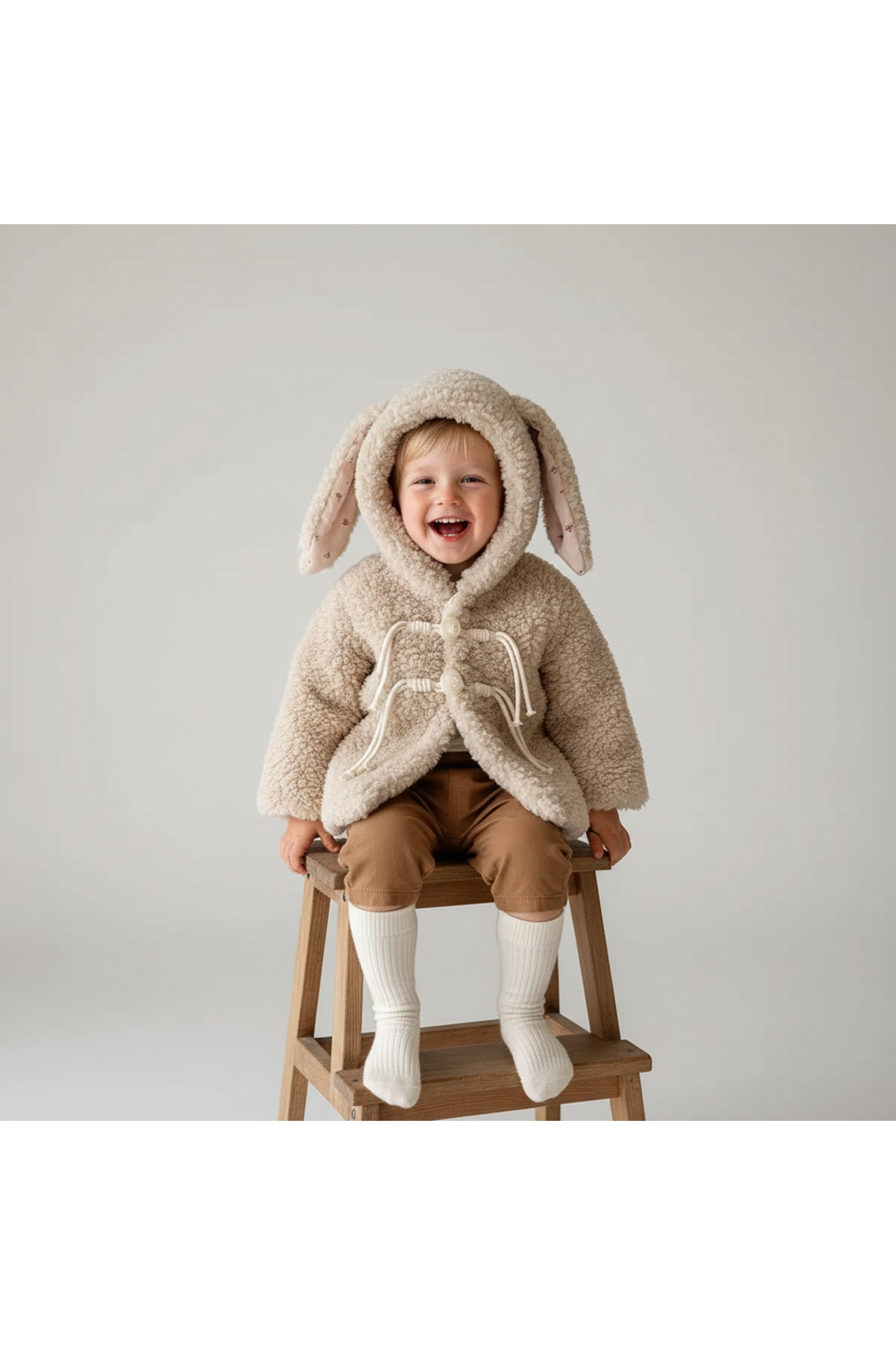 melisam.msg Bebek Kışlık Sevimli Tavşan Kulaklı Peluş Mont fotoğrafı 6 (önizleme)