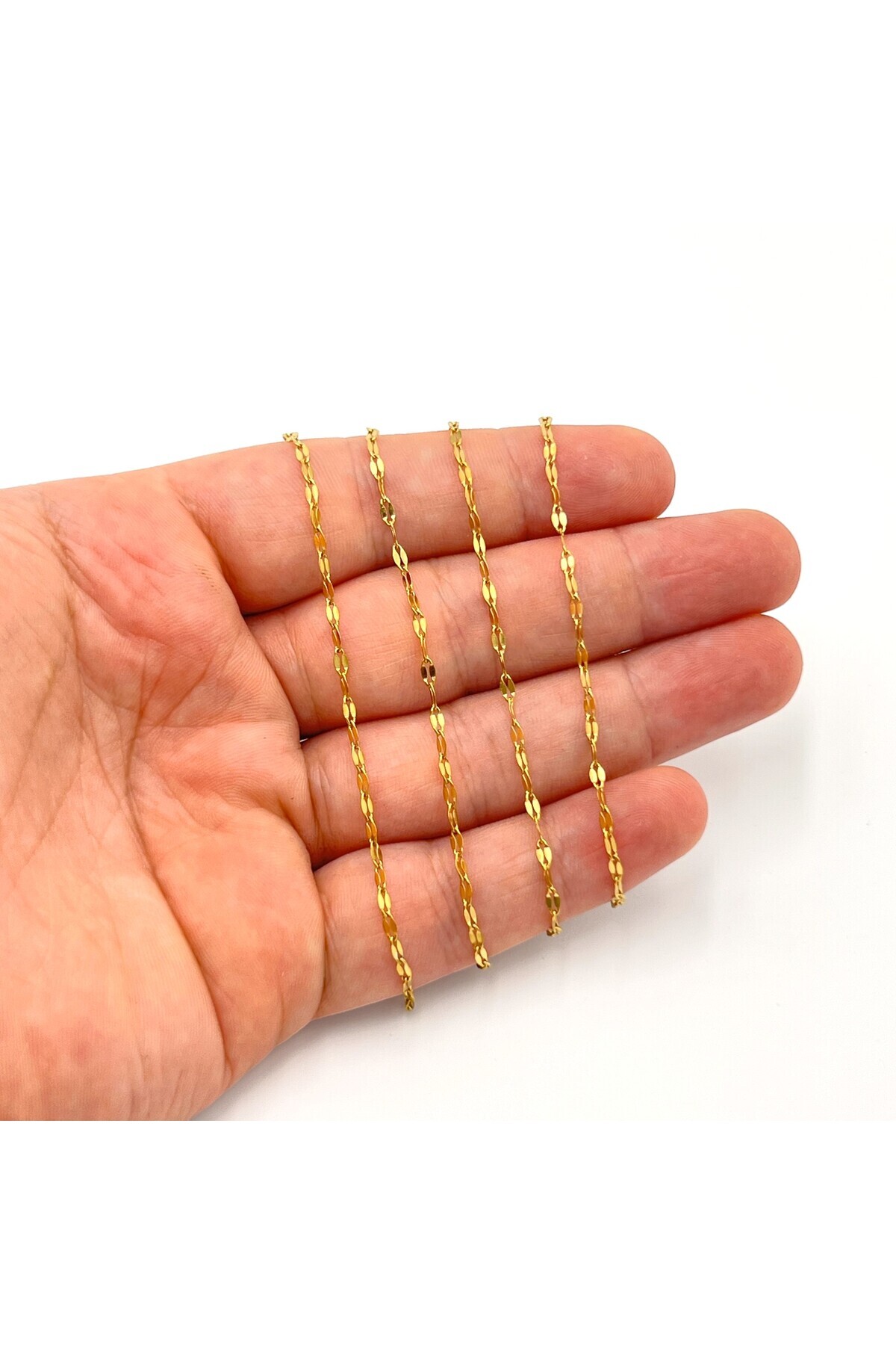 yfhobi 1 Metre- Arpa Model Çelik Zincir, Kolye Zinciri, Takı Zinciri, Gold Renk, 1.Kalite Kararmaz