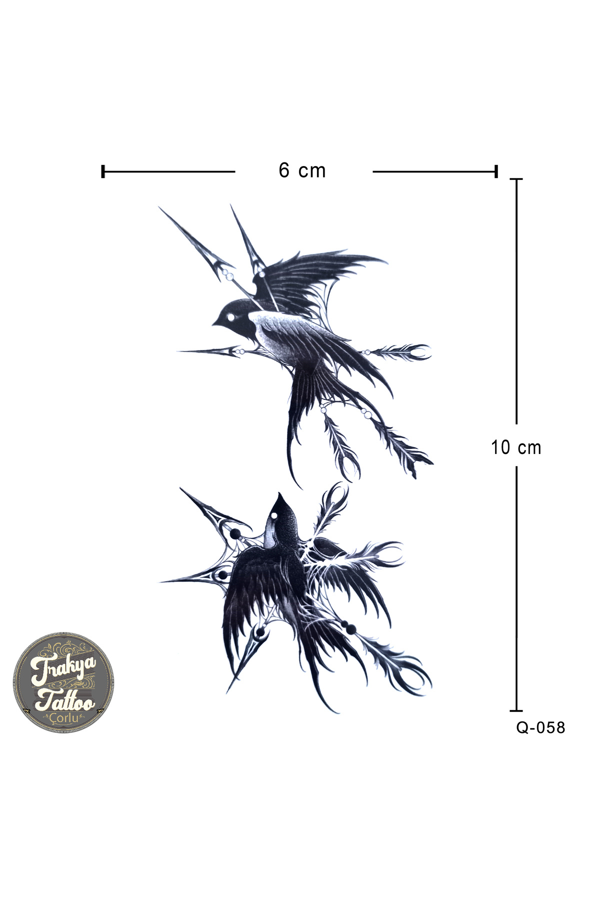 Trakya Tattoo Geçici Dövme 1-2 Hafta Kalıcı Minimal 2li Kırlangıç Dövmesi