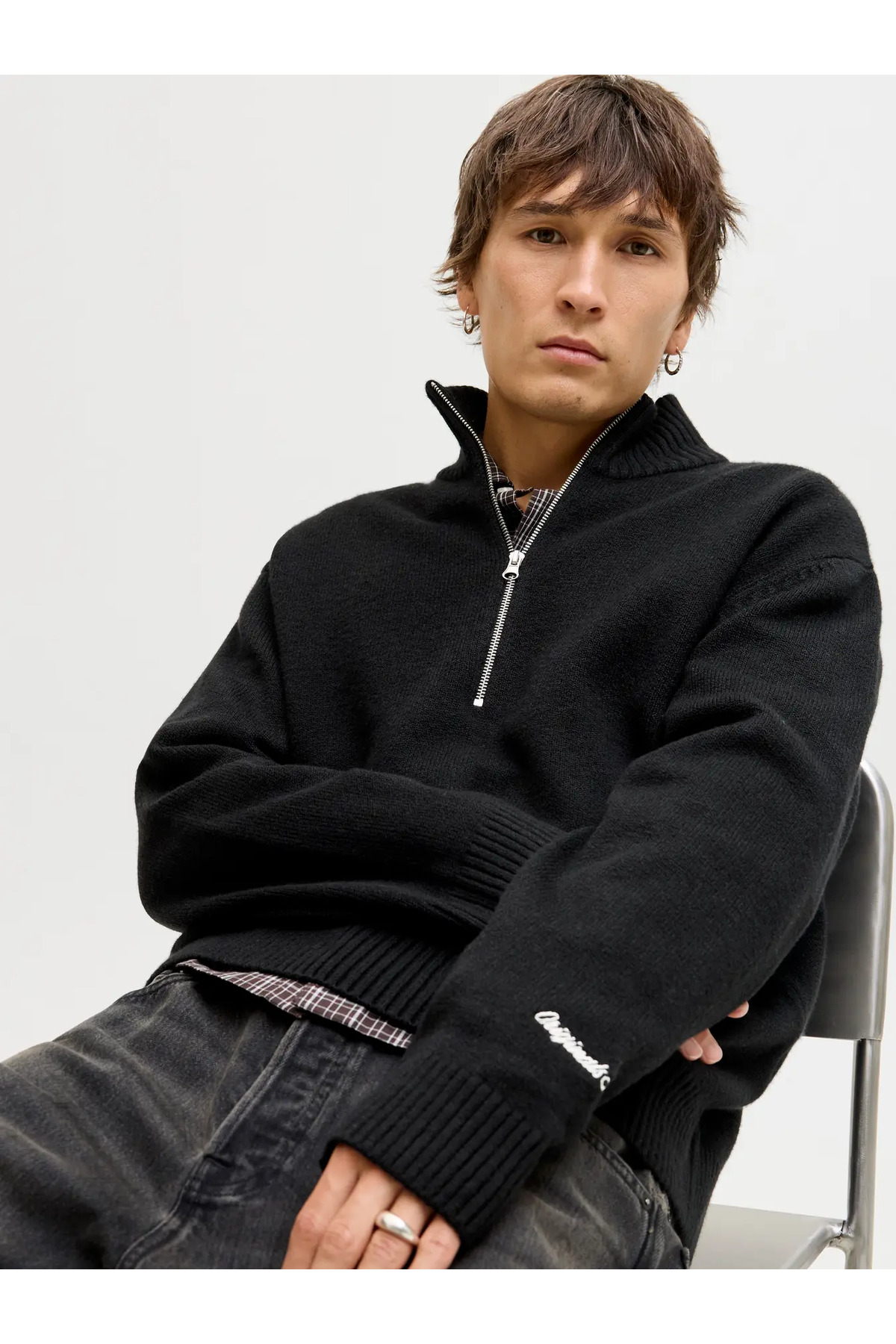 ژاکت بافتنی نیم زیپ JORNORREBRO کد 12282749 جک اند جونز پلیور Jack & Jones