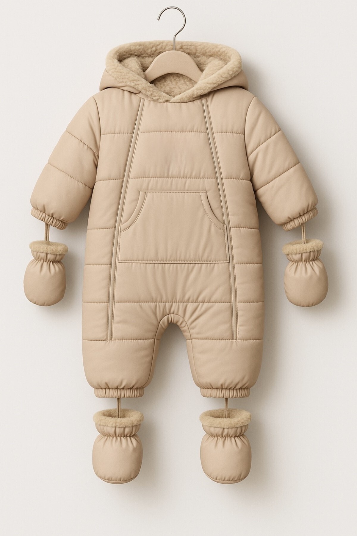 DeKuBaby Özel Tasarım Cepli,Kapüşonlu Tak-Çıkar Patik Ve Eldivenli Bebek-Çocuk Kozmonot-Astronot Tulum Mont