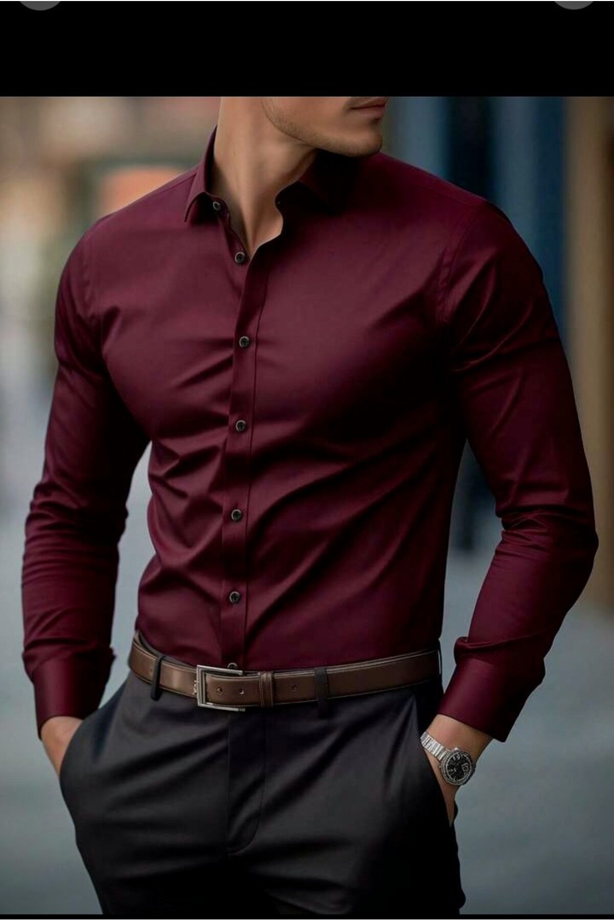 nightblack  Slim Fit Uzun Kollu Kolay Ütü Teri Emen Nefes Alan Doku Kravatlık Dört Mevsim bordo Erkek Gömlek - Görsel 4