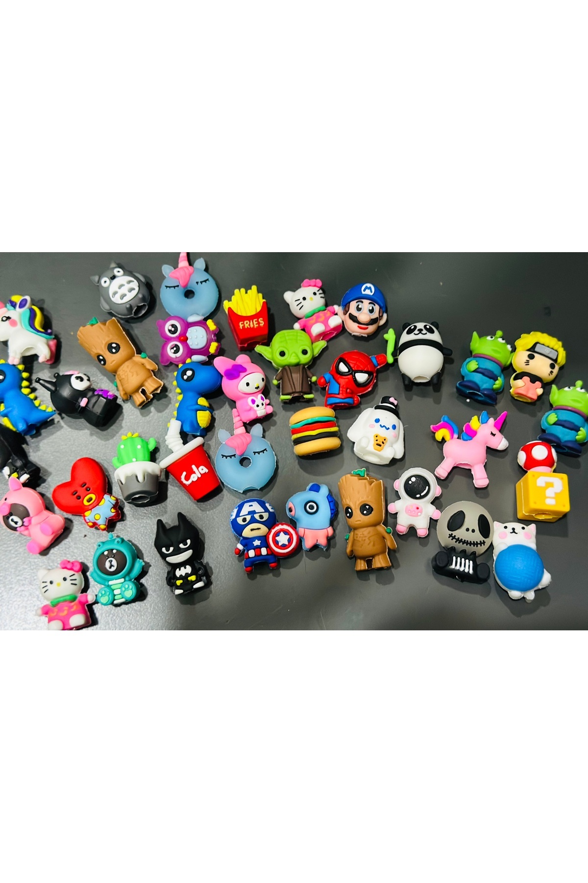 happystoretr 50 adet Sevimli kalem süsü ,silikon sevimli karakterler,hediyelik kalem başlığı