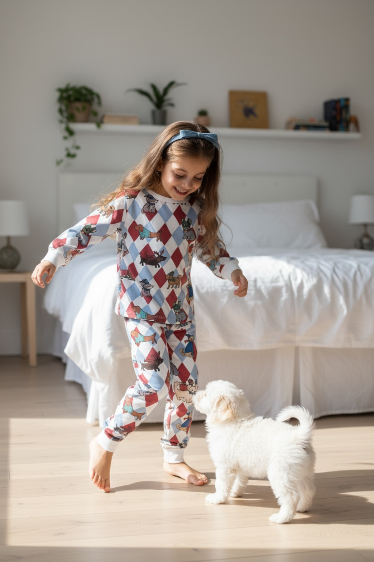Yılbaşı çocuk pijaması köpek hayvan özel tasarım noel christmas desenli hediye kutulu