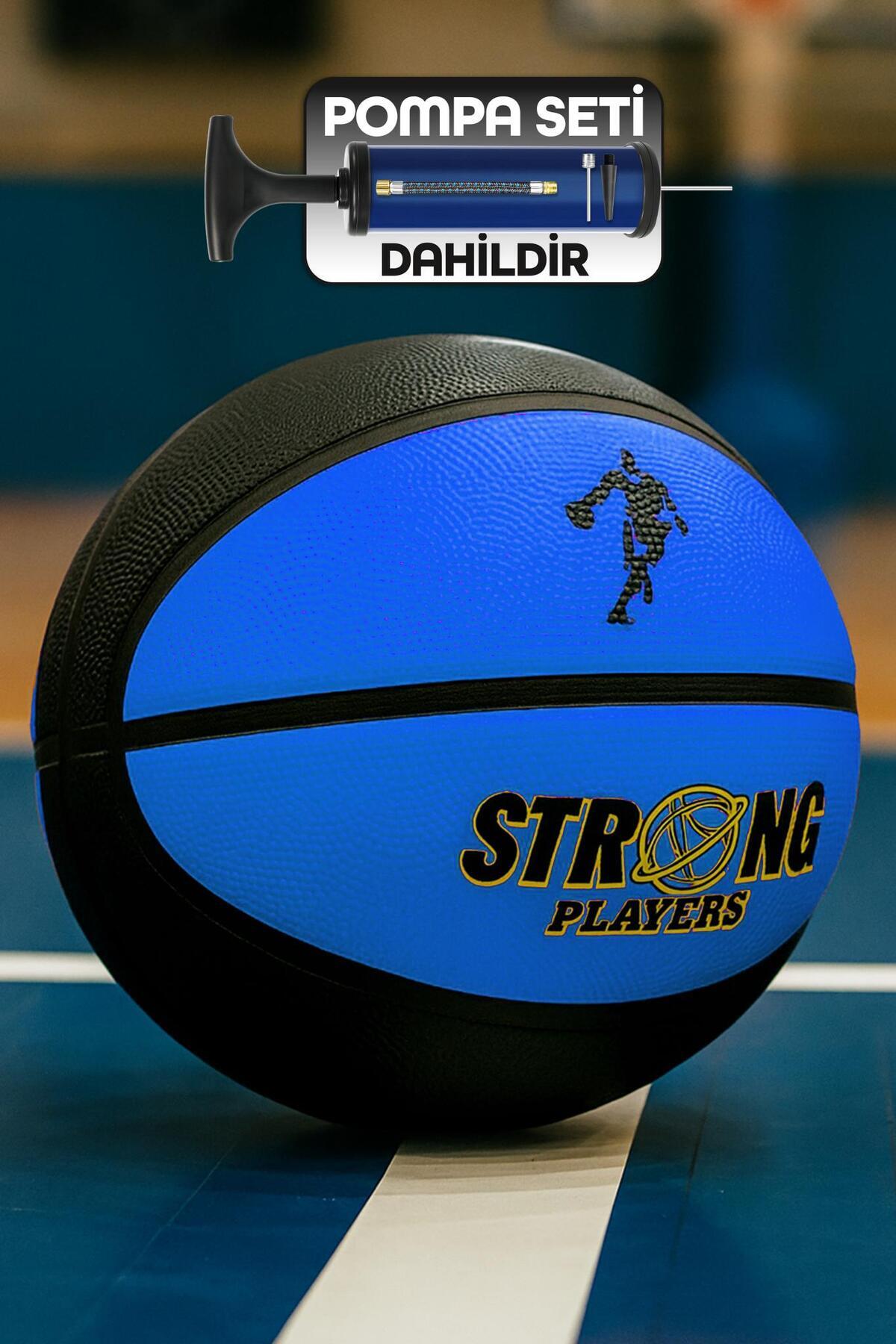 Venenon Strong Basketbol Topu Pompalı Full Kauçuk Dayanıklı Deep Channel Kabartma No:7 B12 Mavi
