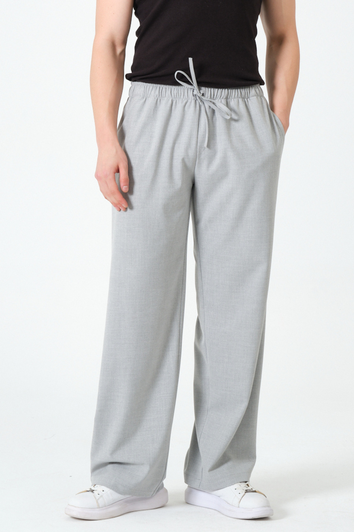 RELAXL Ütü İstemez 4 Mevsim Oversize Gri Pantolon Erkek S-12XL görsel 7