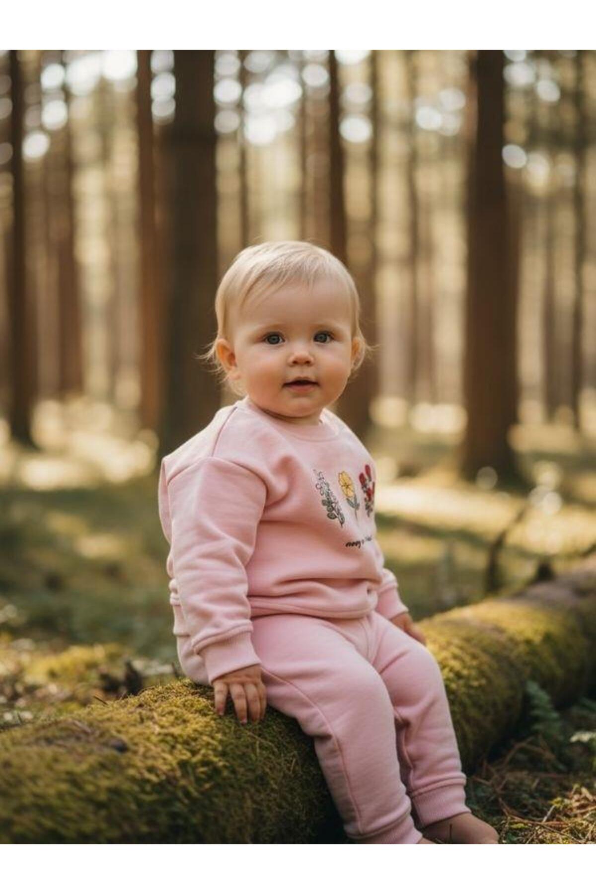 Zekids Kız Bebek Çiçek Desenli Eşofman Takım fotoğrafı 2 (önizleme)