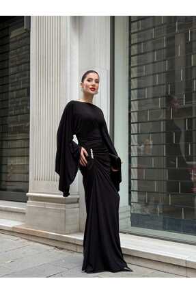 YK FASHION İsabel Bronş Detaylı Elbise