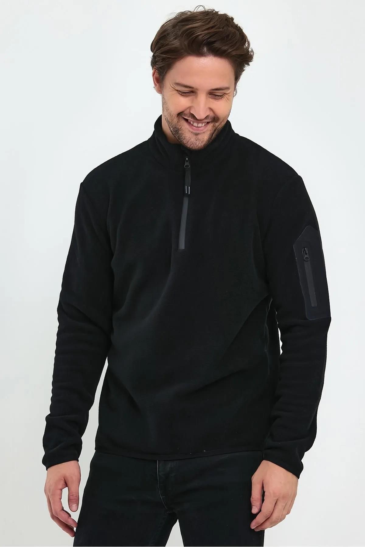 کت مردانه نیم زیپ پشمی 2312002 — مشکی 2312002-BLACK — تصویر 8 از 8