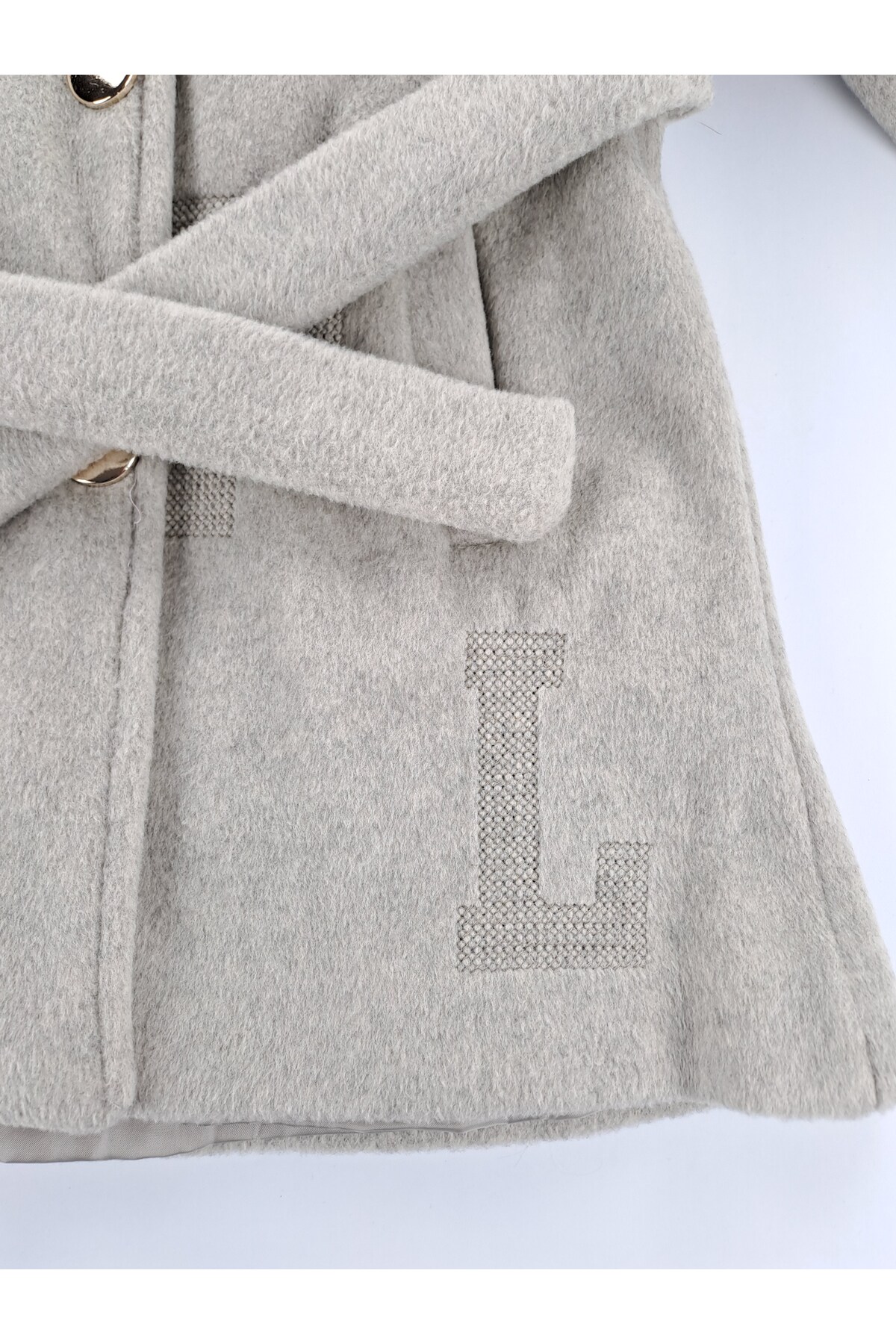 Butik Kız Çocuk Kaşe Mont Kaban Astarlı Premium Kalite Belden Bağlamalı Düğmeli fotoğrafı 2 (önizleme)