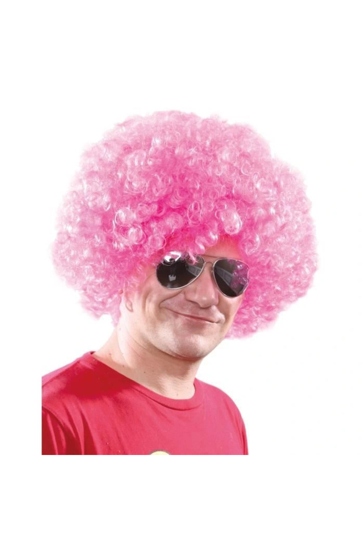 thebestnzm Açık Pembe Renk Kıvırcık Afro Bonus Peruk