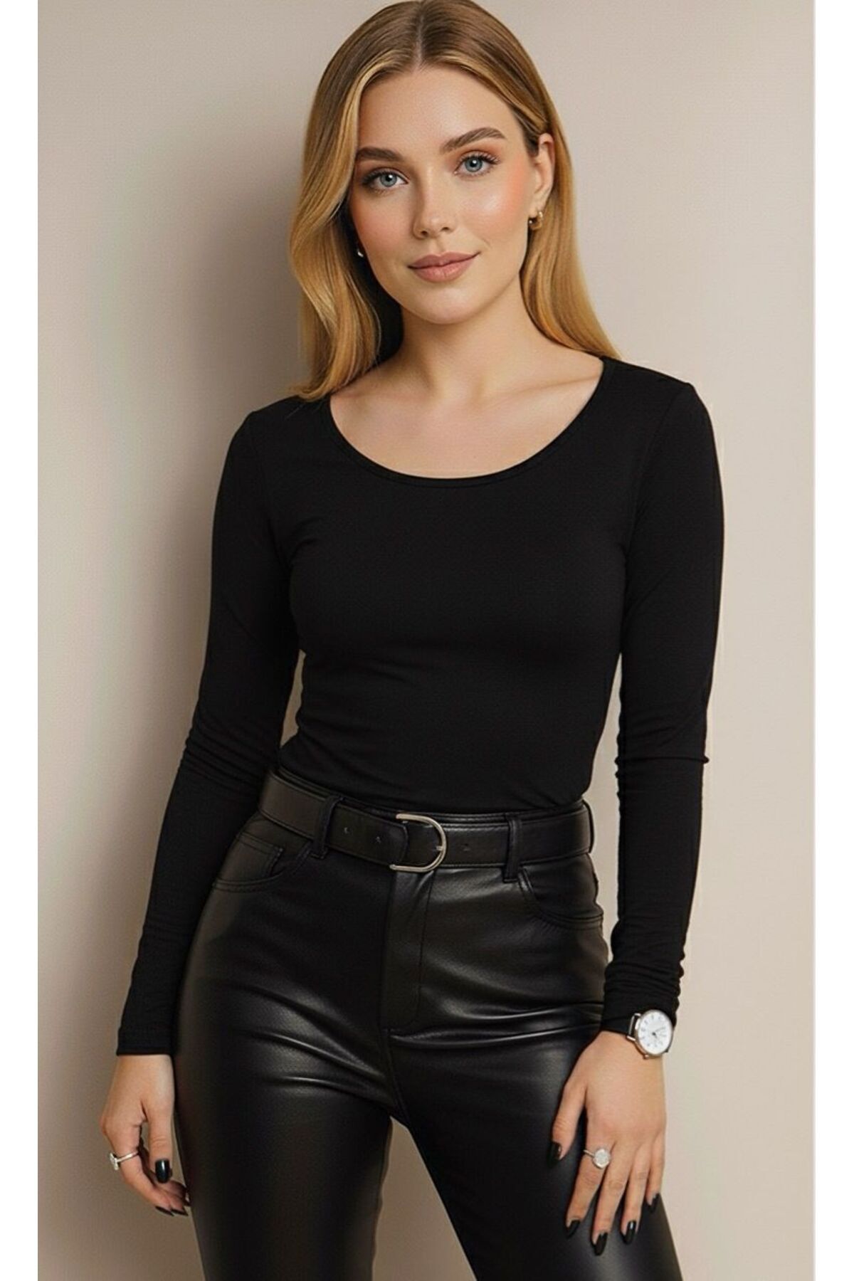 bykombincim Bisiklet Yaka SİYAH RENK uzun kollu body %100 VİSKON Kendi Tarzını yarat