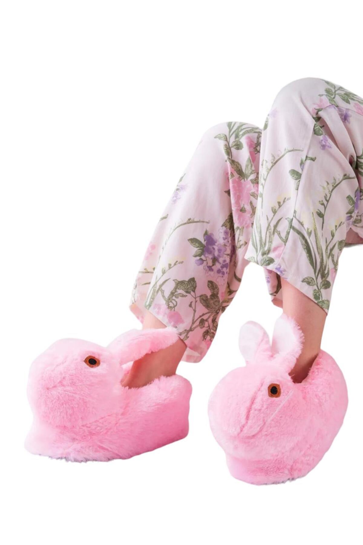 MECE SPOR Kadın Peluş Tavşan Panduf, Ev Terliği, Kışlık, Yumuşak ,Hediyelik, görsel 4