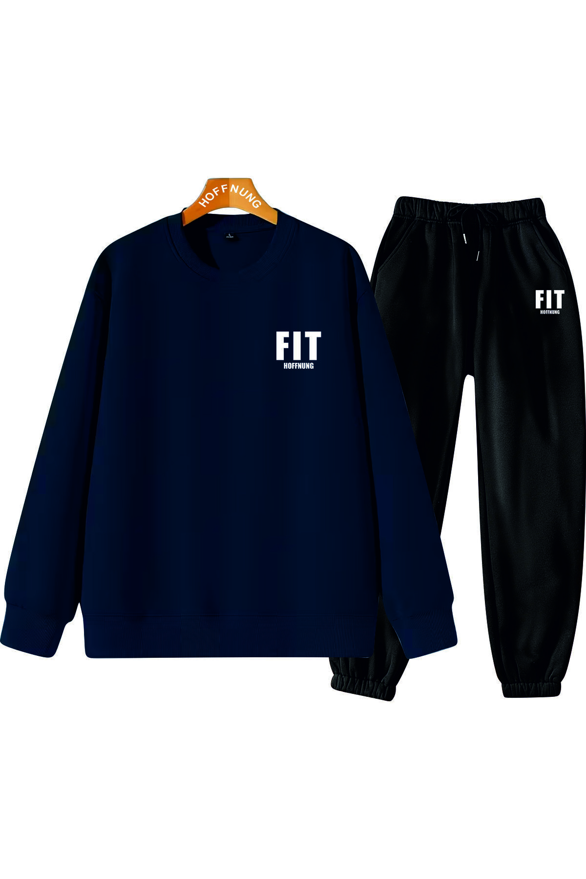 HOFFNUNG Günlük Bisiklet Yaka Üst ve Eşofman Altı Takımı - Düz Renk FIT FULL SWEATSHIRT