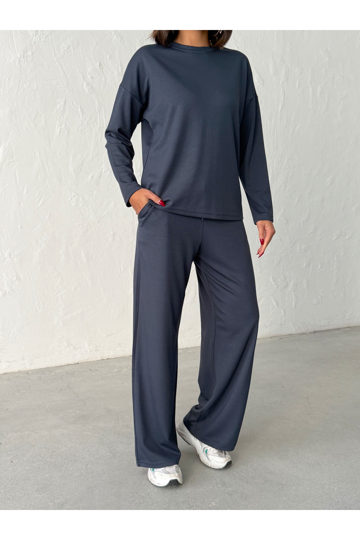 Women's Anthracite Modal Long Sleeve Soft Touch Sports Suit