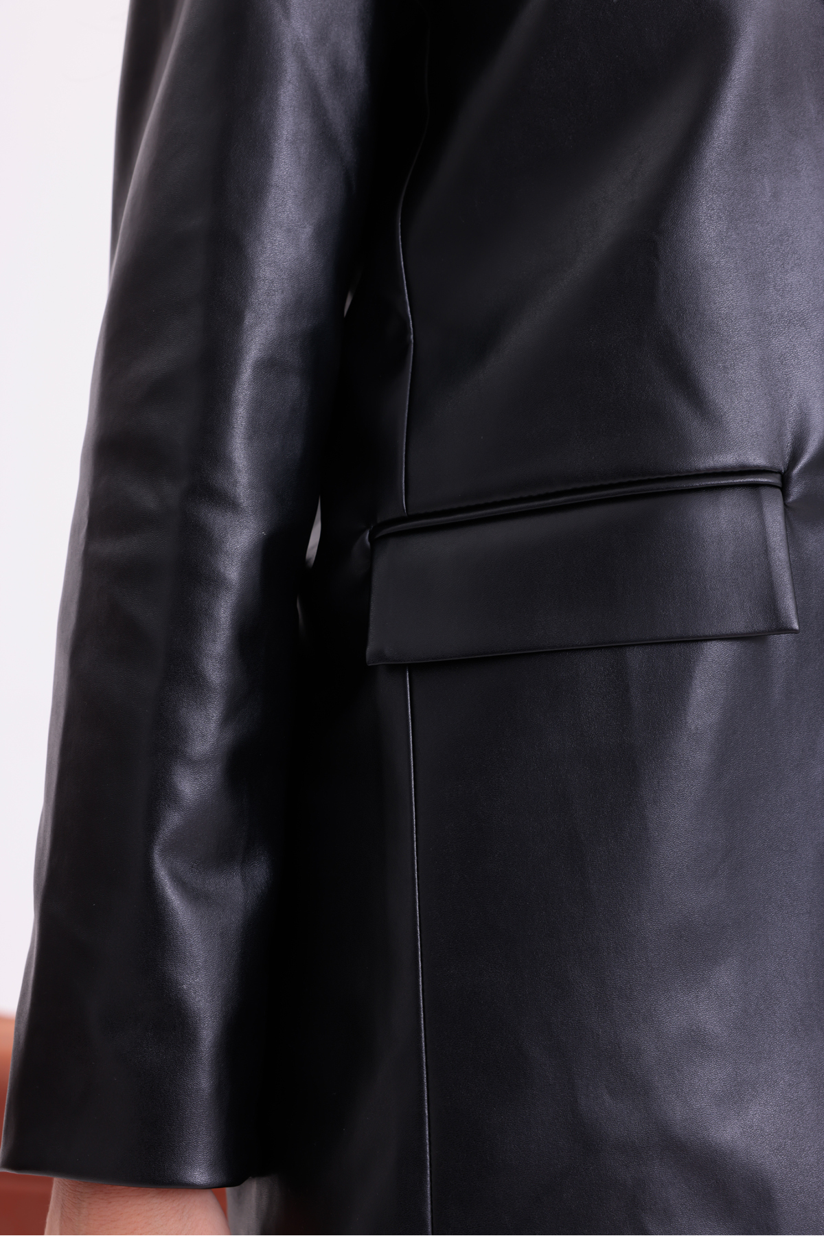 happinice  Deri Oversize Blazer Ceket - Görsel 8