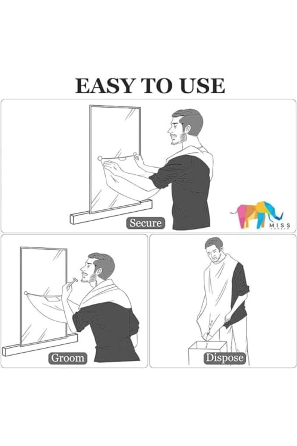 STOREMAX Unisex Saç Sakal Yemek Örtüsü Duş Banyo Temizlik Önlüğü Vantuzlu Aparat Aynaya Fayansa veya Cama Ası