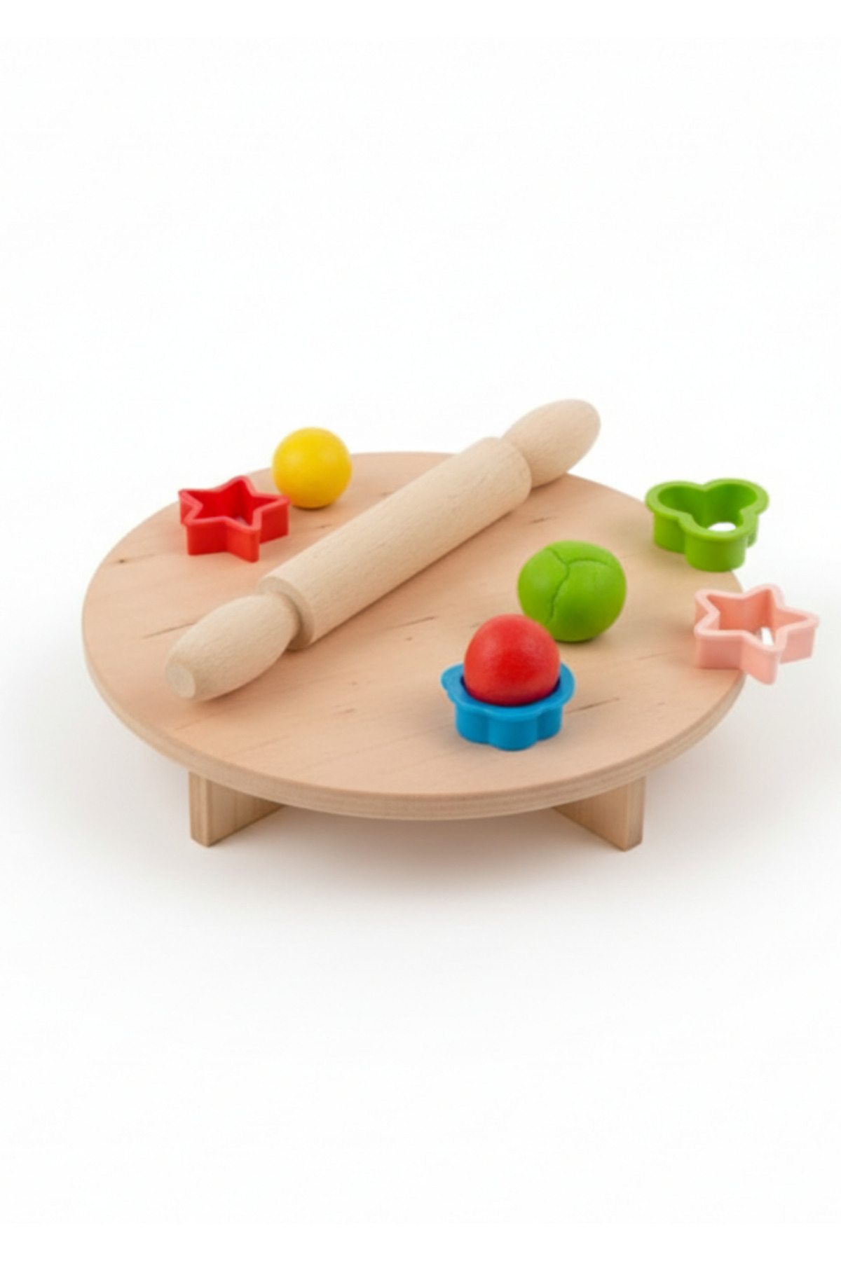 Elmas Dudu Çocuk Ahşap Oyun Hamuru Sofrası Ve Merdanesi