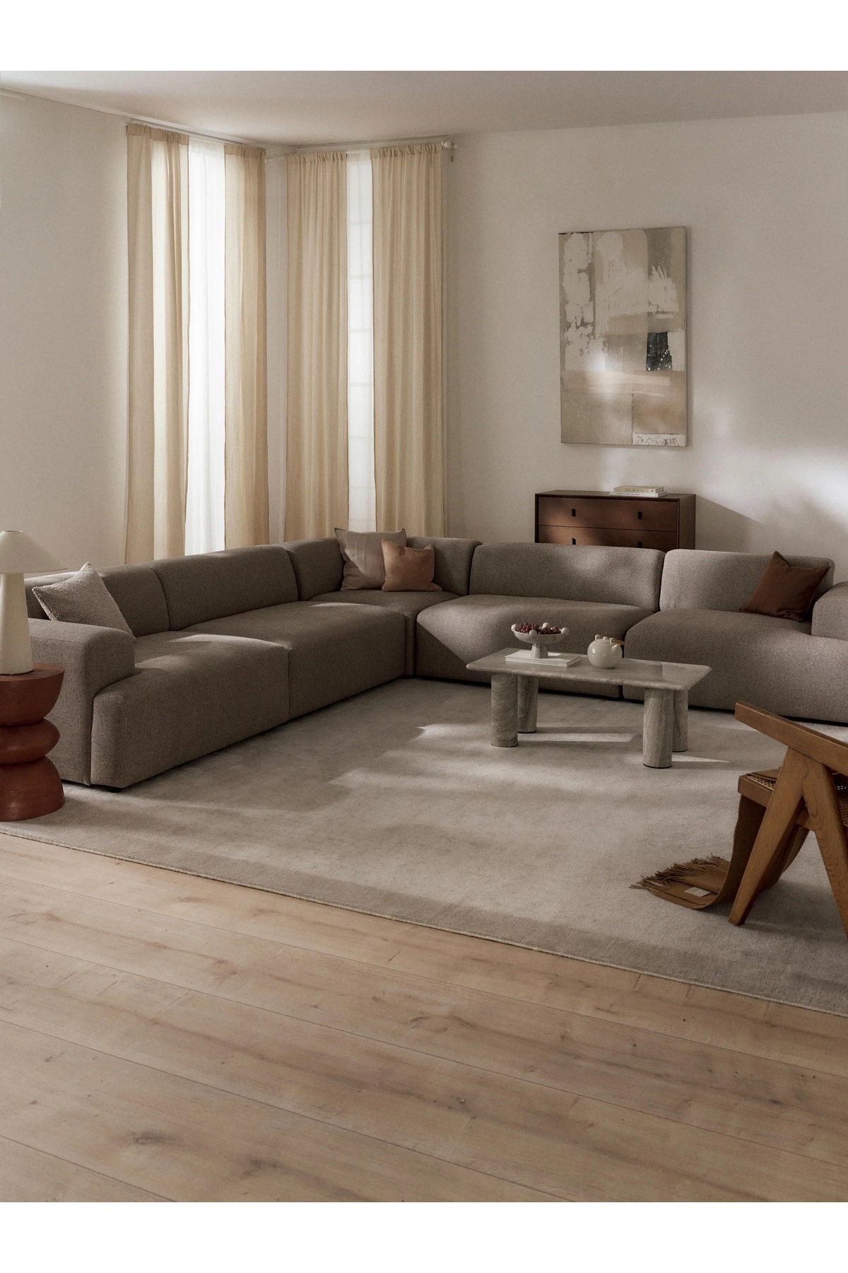 S Home Design Concept Molly 5 Modül Köşe Koltuk, Vizon Keten 285x285 cm