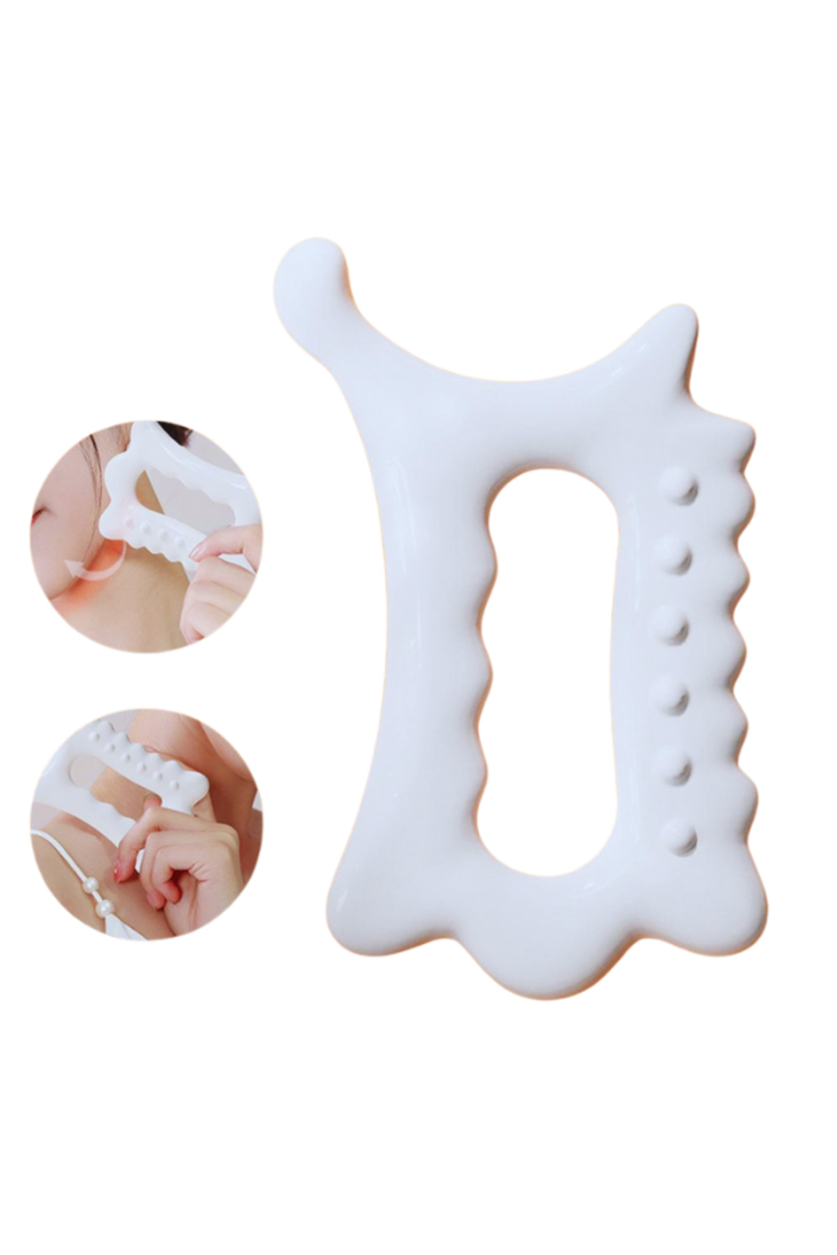 Reçine Fonksiyonel Yüz ve Vücut Masaj Aleti, Akupunktur Graston, Gua Sha — سفید hc-02