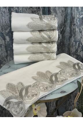 Fabera Home Veloure Mira - Kadife & Fransız Dantelli Ağır Pamuk Çeyizlik Havlu