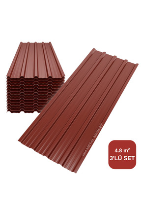 MMMETALMARKET Galvanizli Trapez Çatı Kaplama Sacı – 2 Metre (3 Adet-Su Geçirm...