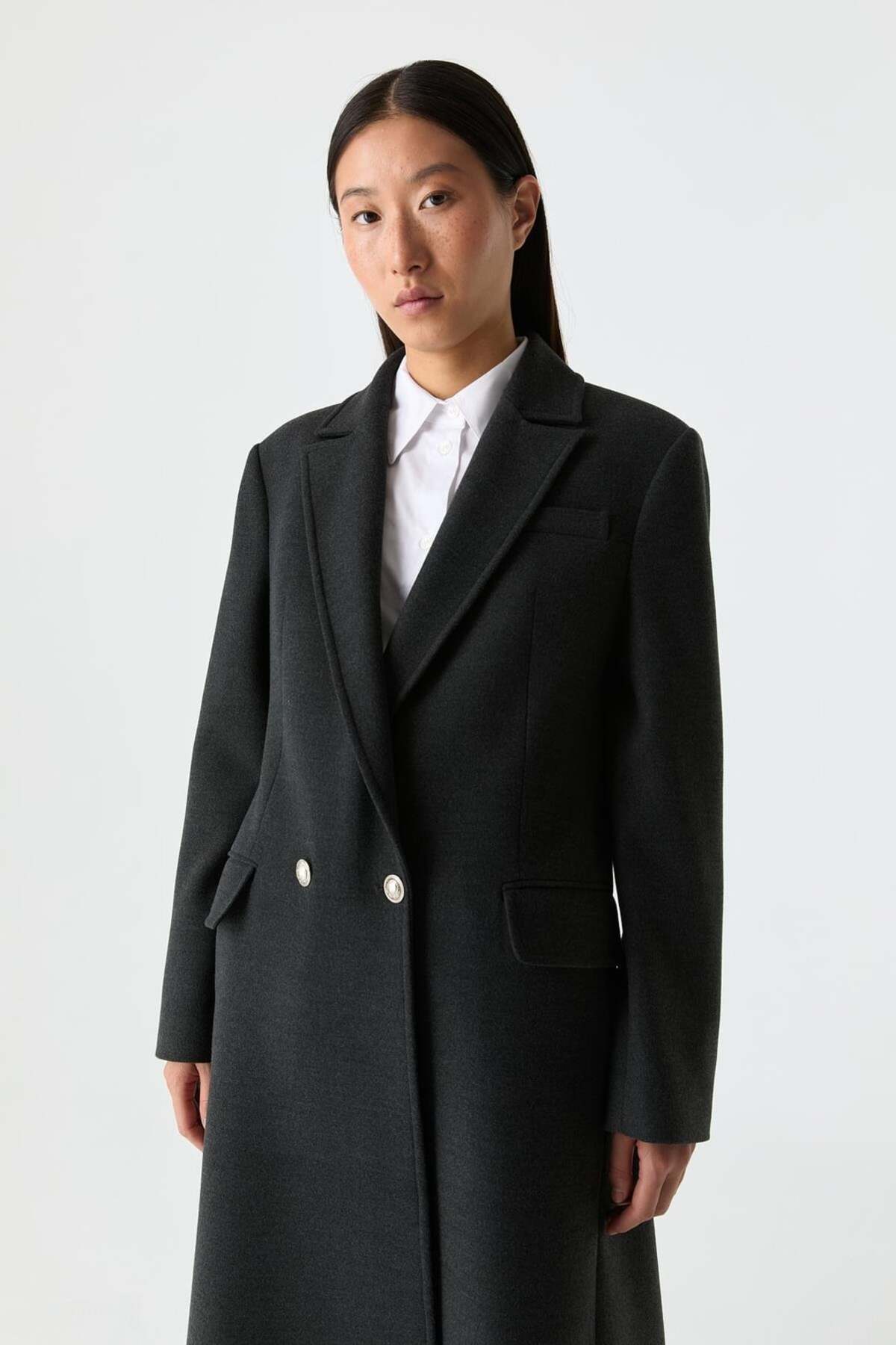 SÜFF  Cepli Düz Kesim Palto - Görsel 3