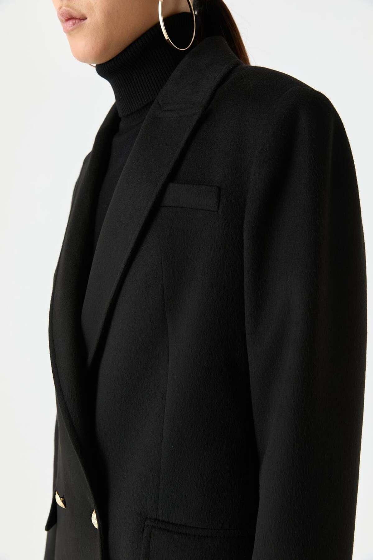 SÜFF  Cepli Düz Kesim Palto - Görsel 3