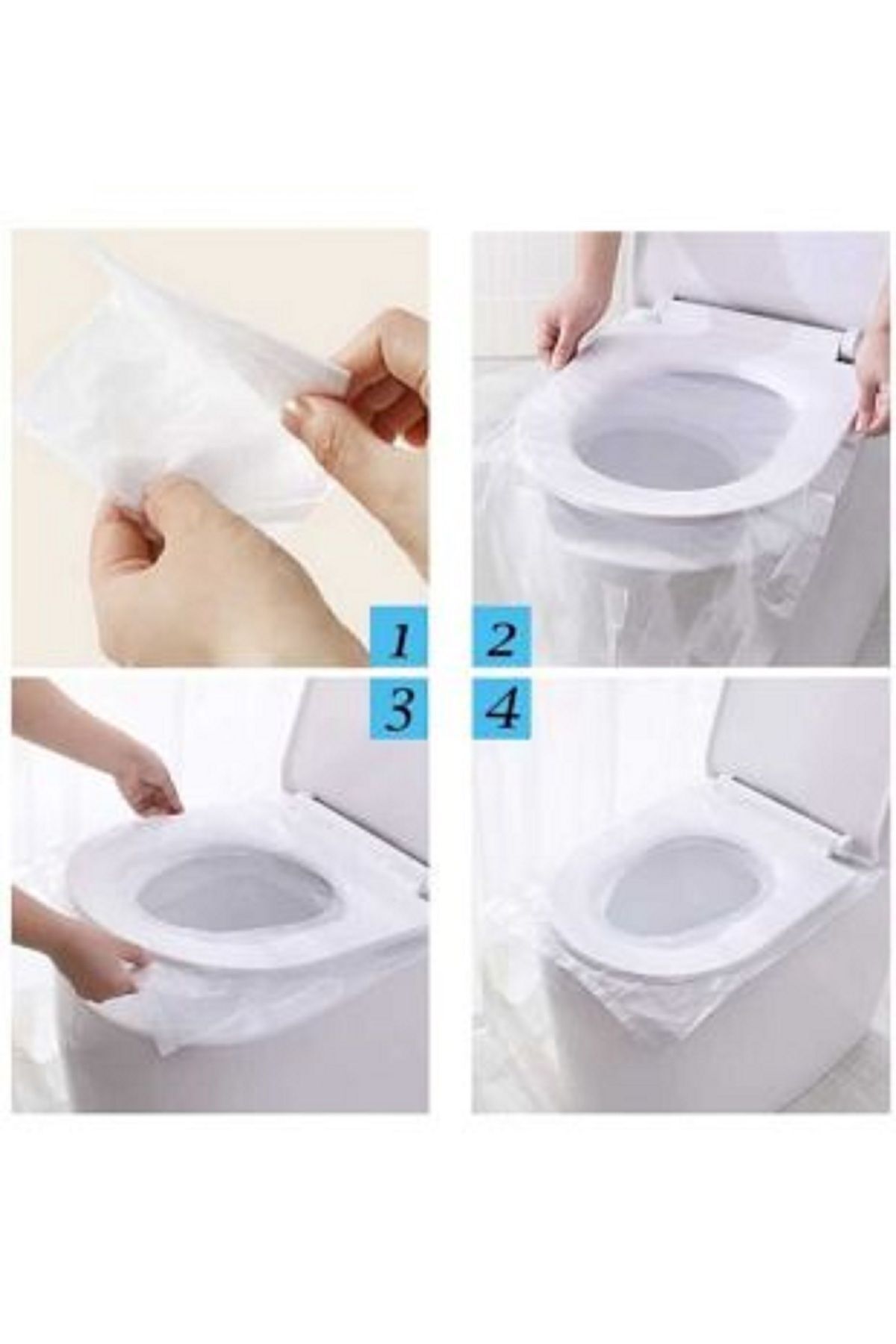 Sea Home 30 ADET Kullan At Şeffaf Klozet Kapağı Kılıfı Hijyenik S-121