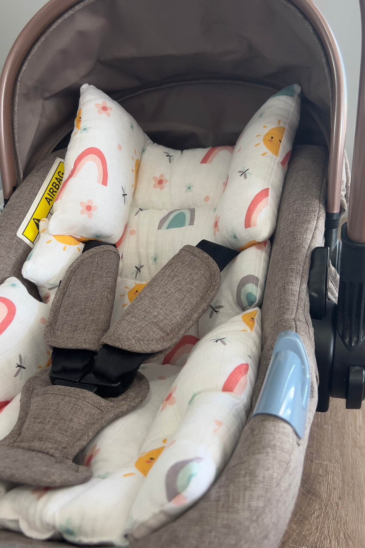 Ponchik % 100 Pamuk Müslin Puset Minderi ve Oto Koltuğu Minderi fotoğrafı 2 (önizleme)