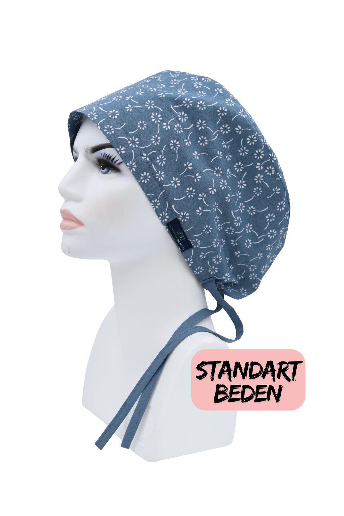 doktorbonem Standart Beden Mavi Nazlı Çiçekler Cerrahi Bone Doktor Hemşire Sağlıkçı Hastane Bonesi