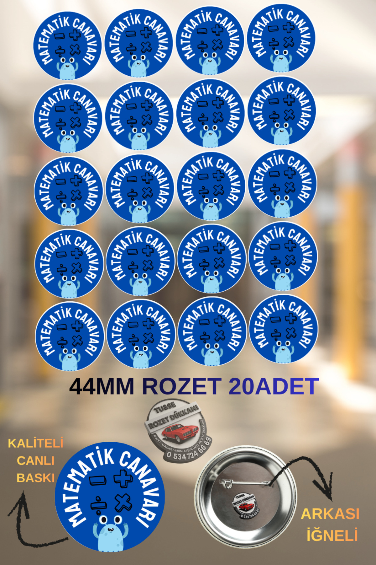Math Monster Badge 44mm | 20pcs School Badges
