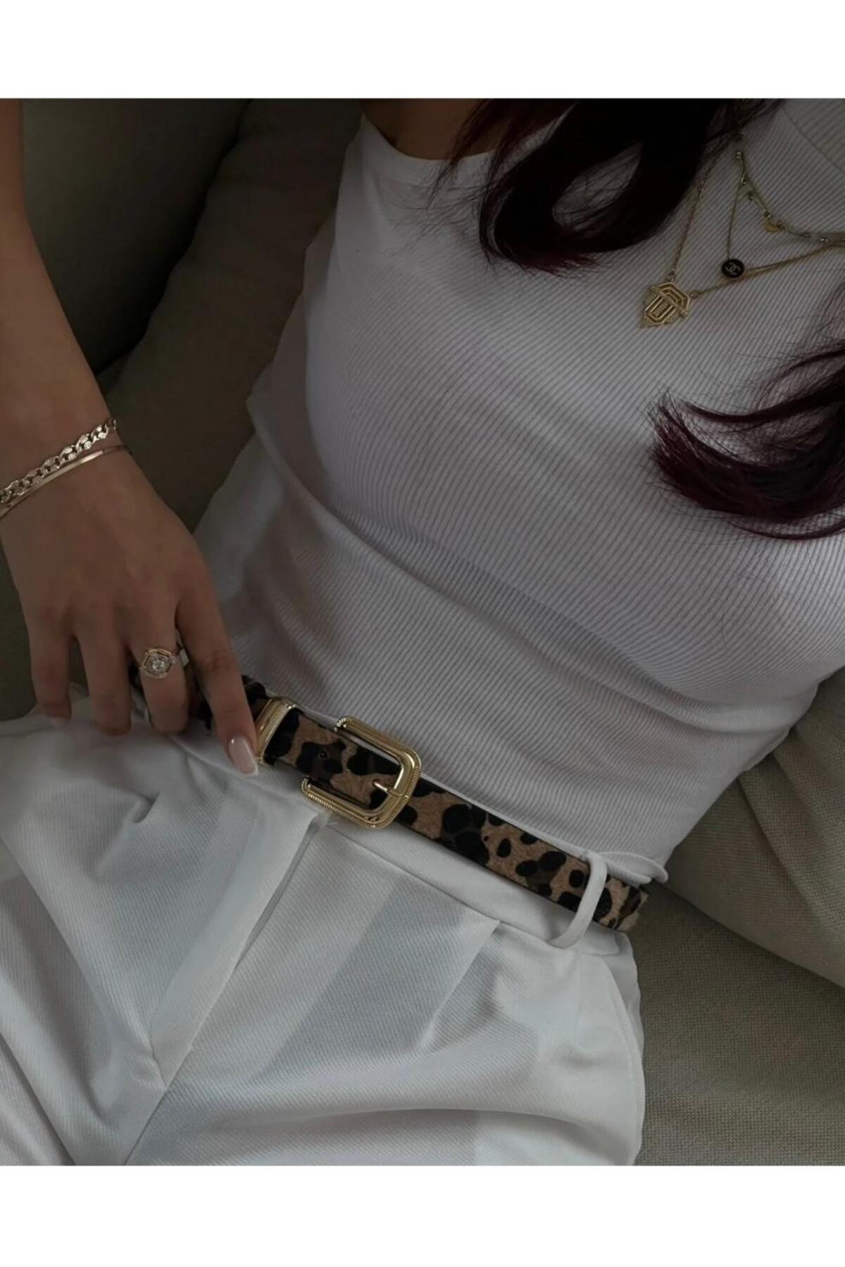 MODAM HİFA Gold Tokalı Pantolon Kemeri Kadın Kemer Elbise Kemeri Bel Kemeri Gömlek Kemeri görsel 4