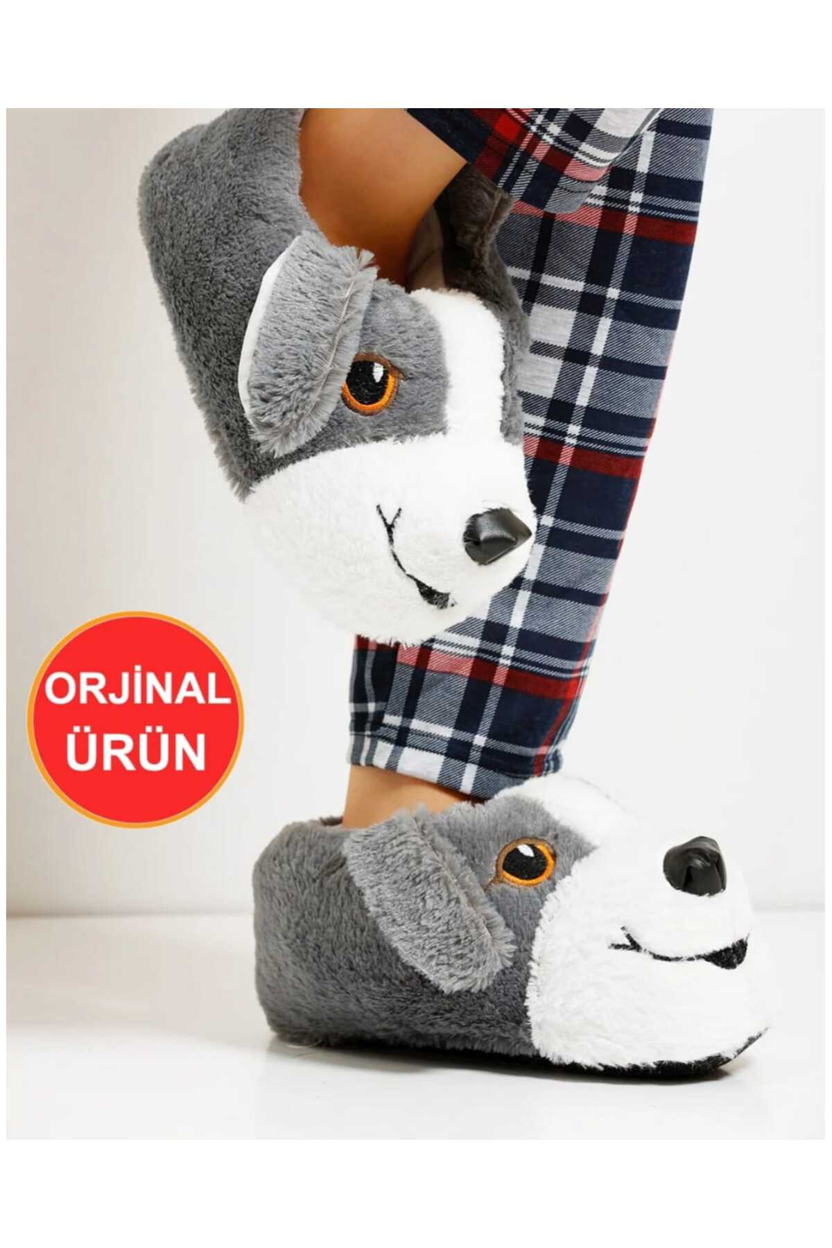PAPUCUMUN DÜNYASI UNİSEX YUMUŞAK TABAN SEVİMLİ KÖPEK PANDUF YETİŞKİN VE ÇOCUK KIZ VE ERKEK PANDUF görsel 4