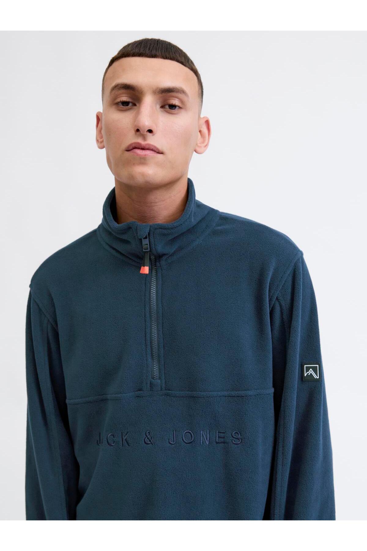 Jack & Jones JJALPES HALF ZIP FLEECE JACKET AW25 Navy Blazer görsel 5