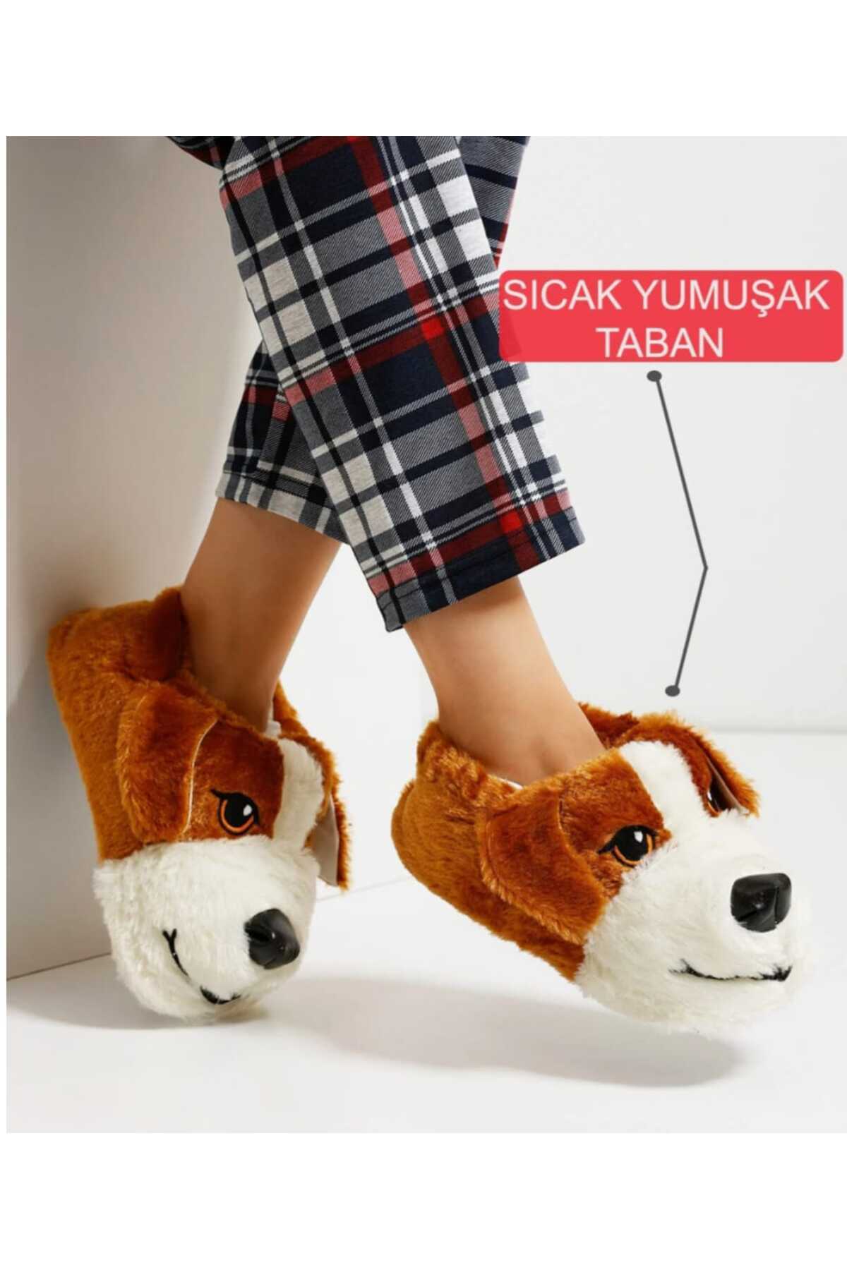 PAPUCUMUN DÜNYASI UNİSEX YUMUŞAK TABAN SEVİMLİ KÖPEK PANDUF YETİŞKİN VE ÇOCUK KIZ VE ERKEK PANDUF görsel 3