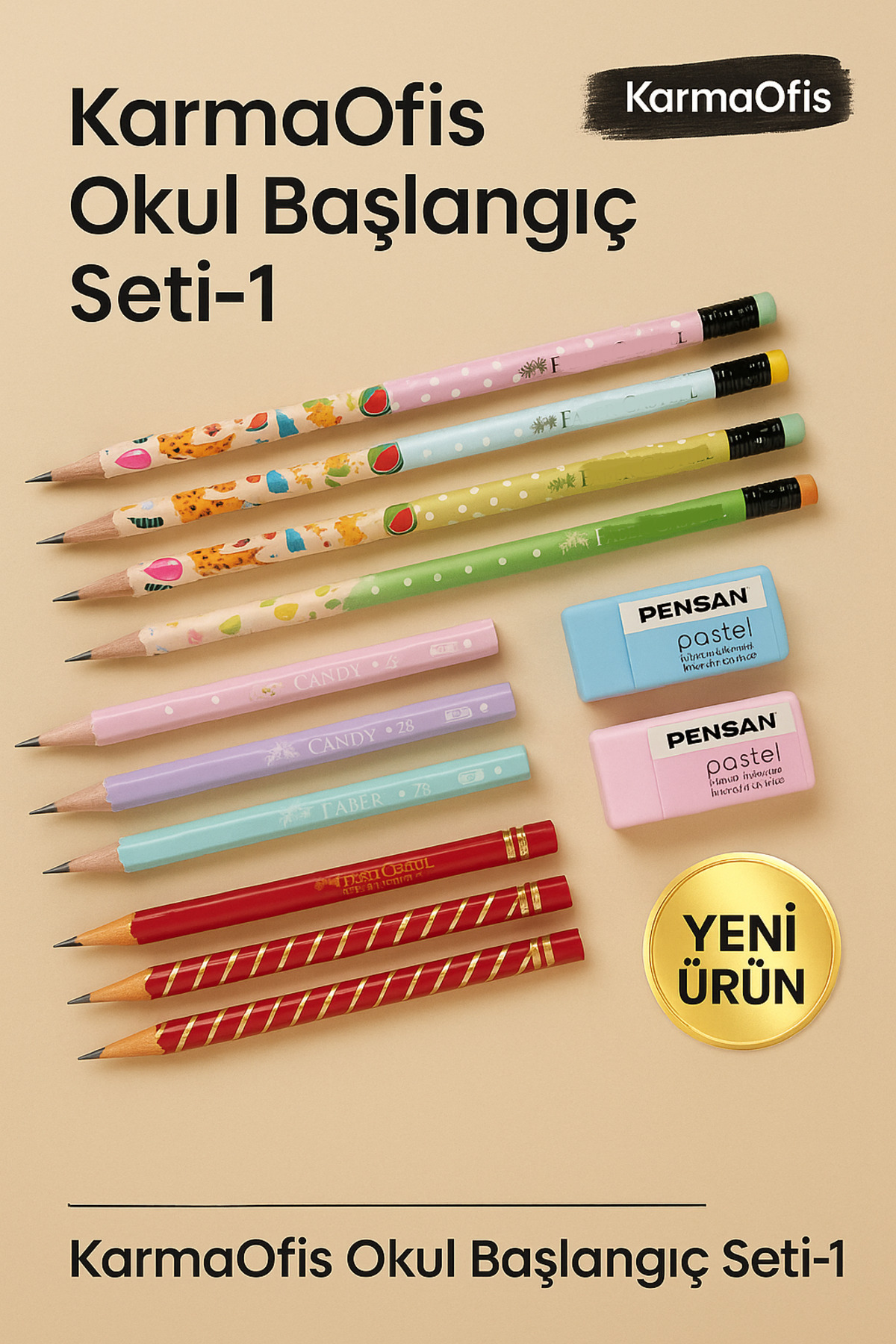 Pastel Pencil + Eraser + Pattern Pencil Set of 12