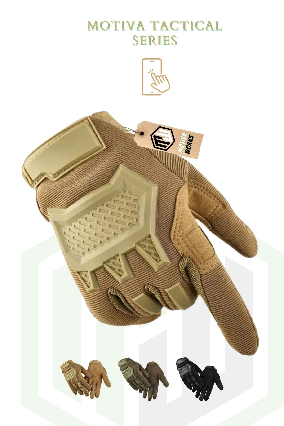 Motiva Taktik Eldiven Runy Desert Yumuşak Silikon Korumalı İş Güvenliği Motosiklet Bisiklet Eldiveni